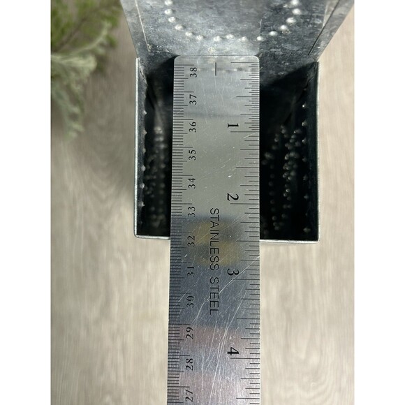 Primitive Galvanized Tin Wall Pocket Matchstick Holder Candle Box Apple Design - Picture 8 of 9